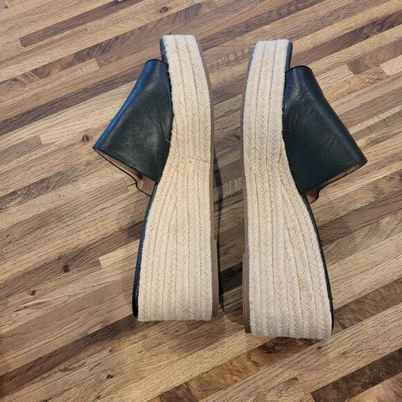 J.Crew Black Leather Platform Espadrille Sandal/Slide Style #AN868 - Picture 6 of 14